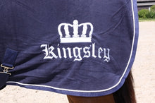 Load image into Gallery viewer, Kingsley Fleece Blanket Navy 205cm (81&quot;)