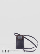 Load image into Gallery viewer, Kingsley Phone Bag 367 Paxson Blue 323 Engraved Brown 214 Metallic Grey