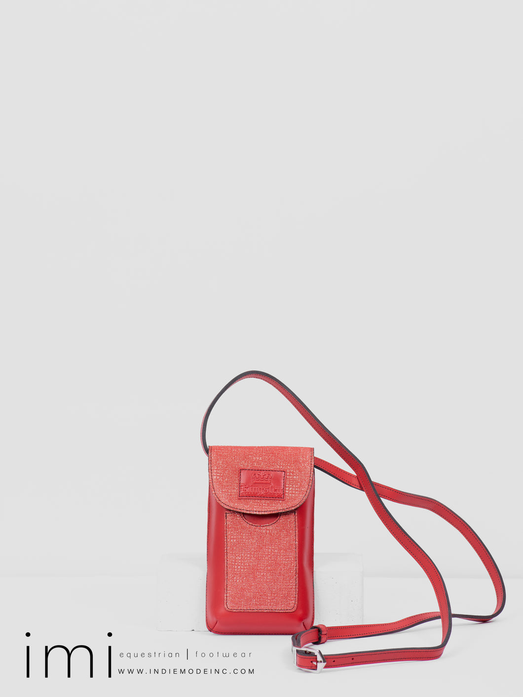 Kingsley Phone Bag 430 Red Frame /443 Natural Red Black Stitching