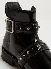 Load image into Gallery viewer, Kingsley Saffire Swarovski Patent Black 39