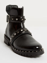 Load image into Gallery viewer, Kingsley Saffire Swarovski Patent Black 39