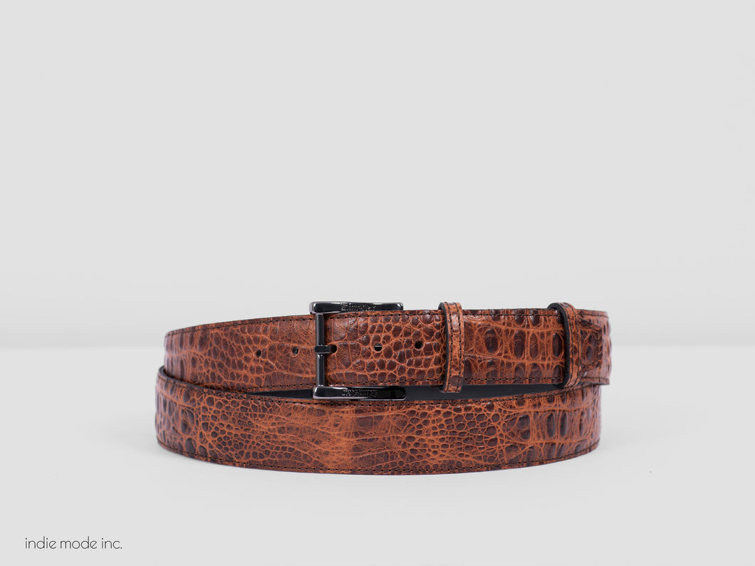 Kingsley Belt 354 Alligator Brown/Black