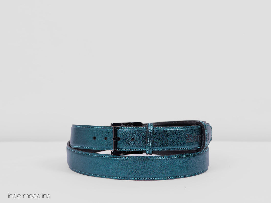 Kingsley Belt 462 Shiny Cyan/Black