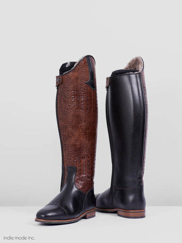 Kingsley Capri 37.5 Custom Alligator Brown/Black Sheepskin