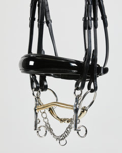 Kingsley Double Bridle Flat Leather Patent Black Full