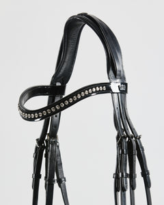 Kingsley Double Bridle Flat Leather Patent Black Full
