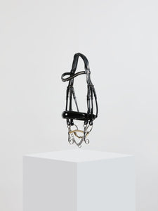 Kingsley Double Bridle Flat Leather Patent Black Full