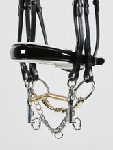 Load image into Gallery viewer, Kingsley Double Bridle Flat Leather Patent Black/White Full