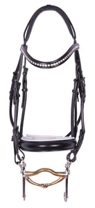 Kingsley Double Bridle Rolled Leather Black/White Full w/o reins