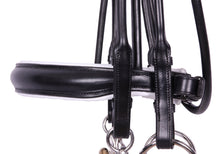 Load image into Gallery viewer, Kingsley Double Bridle Rolled Leather Black/White Full w/o reins