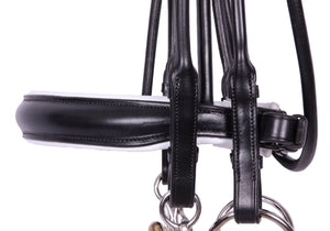 Kingsley Double Bridle Rolled Leather Black/White Full w/o reins