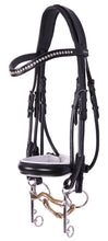 Load image into Gallery viewer, Kingsley Double Bridle Rolled Leather Black/White Full w/o reins
