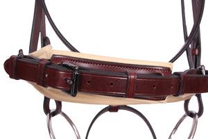 Kingsley Snaffle Bridle Flat Leather Chestnut/Cream Cob