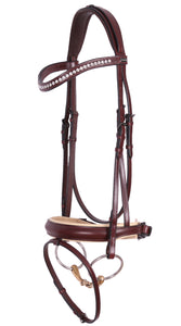 Kingsley Snaffle Bridle Flat Leather Chestnut/Cream Cob