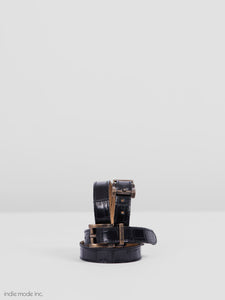 Kingsley Spur Straps 407 Croco Beleza Black/Old Gold
