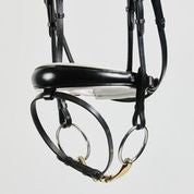 Load image into Gallery viewer, Kingsley Snaffle Bridle Flat Leather Black/White Full